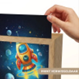 Raket - Ruimte - Planeten - Kinderen - Jongen Light Box met kabel (Kinderlampje) klein -USP_websiteprintNL