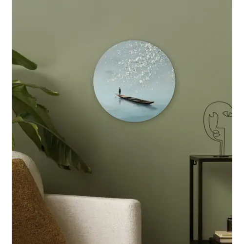 Bloesems - Minimalistisch - Wateroppervlak - Boot Wandcirkel kunststof plaat 5mm dik klein -sfeer3