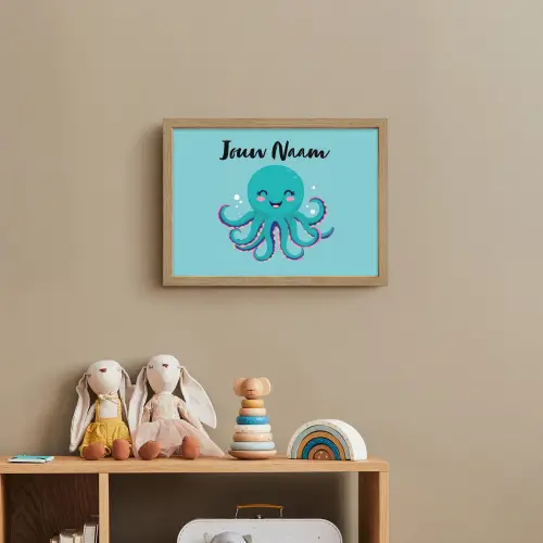 Octopus - Blauw - Gezicht Light Box met batterij (Wandlamp kind) middel -sfeer2_kind