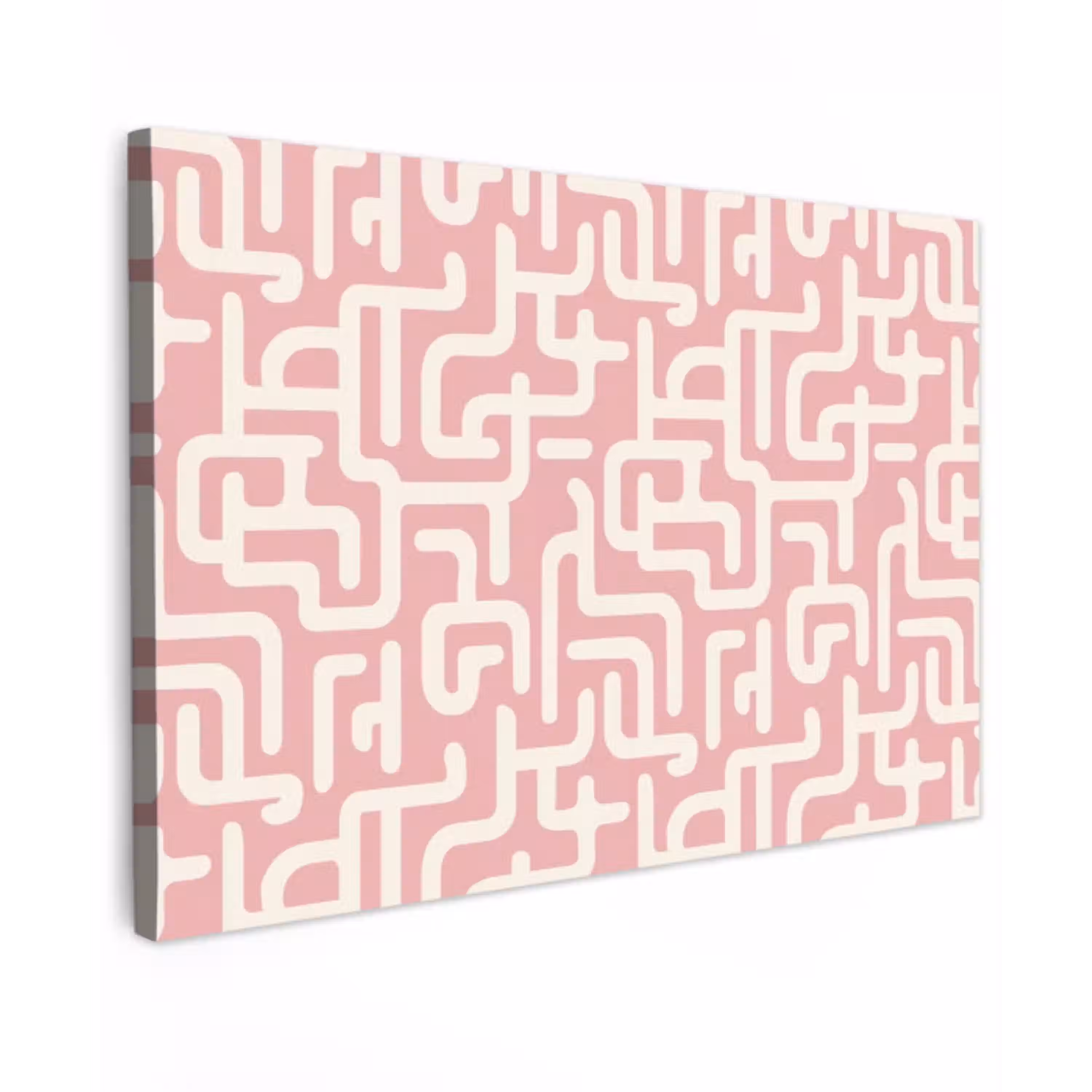 Doolhofpatroon - Roze - Wit - Abstract Tuinposter op houten frame 2 cm dik klein 845 -3d