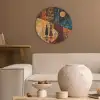 Silhouetten - Abstract - Zon - Maan Akoestische PET Vilt - Rond klein -sfeer1