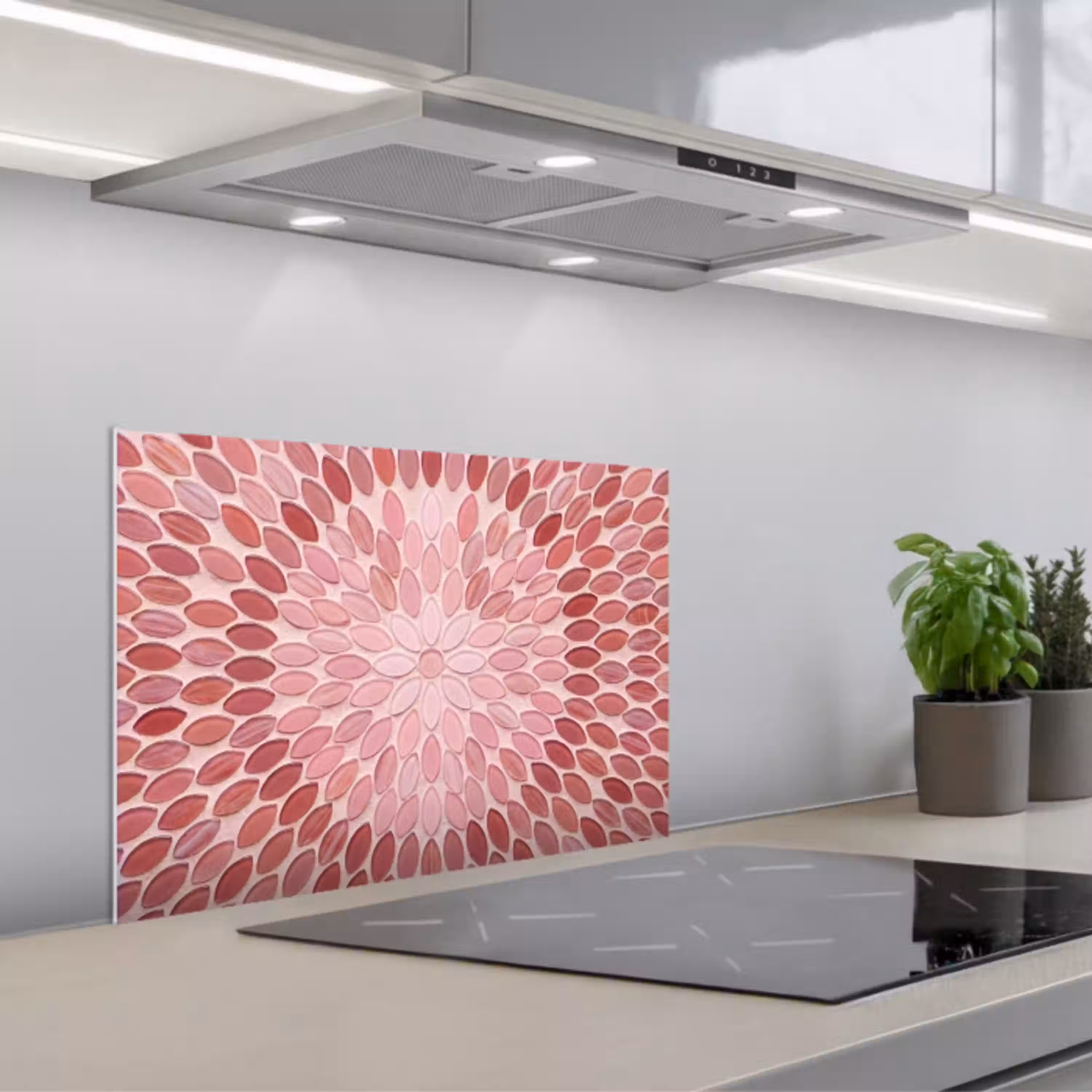 Patroon - Mozaïek - Ovaal - Abstract - Roze keuken achterwand spatscherm klein -3d_schuin