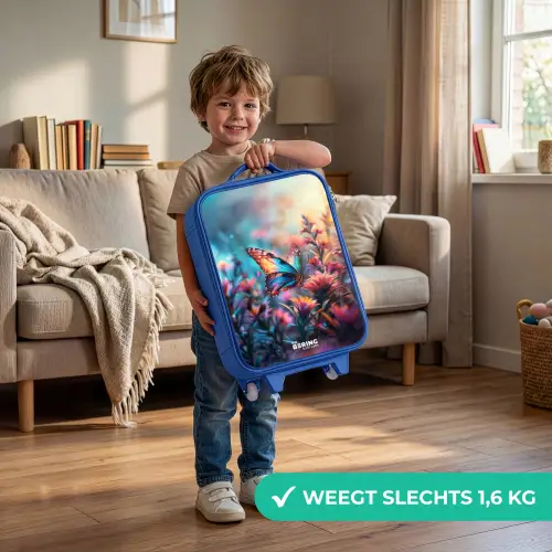 Vlinder flowers Kinderkoffer - Blauw klein -sfeer2_NL