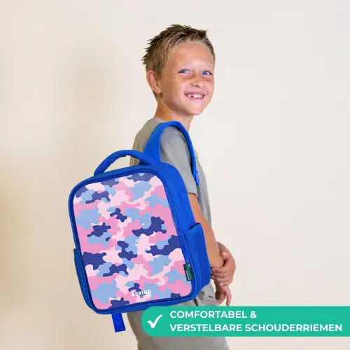 Camouflage - Roze - Blauw Kinderrugzak - Blauw middel -sfeer3_NL