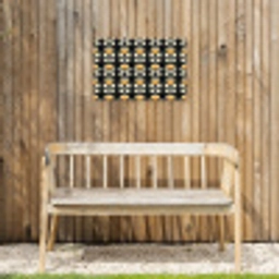 Retro - Bloem - Zwart - Okergeel Tuinposter op houten frame 2 cm dik klein 845 -sfeer4