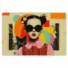 Meisje - Zonnebril - Kat - Retro Placemat vinyl groot -zzsfeer1_Kitchenyeah-website