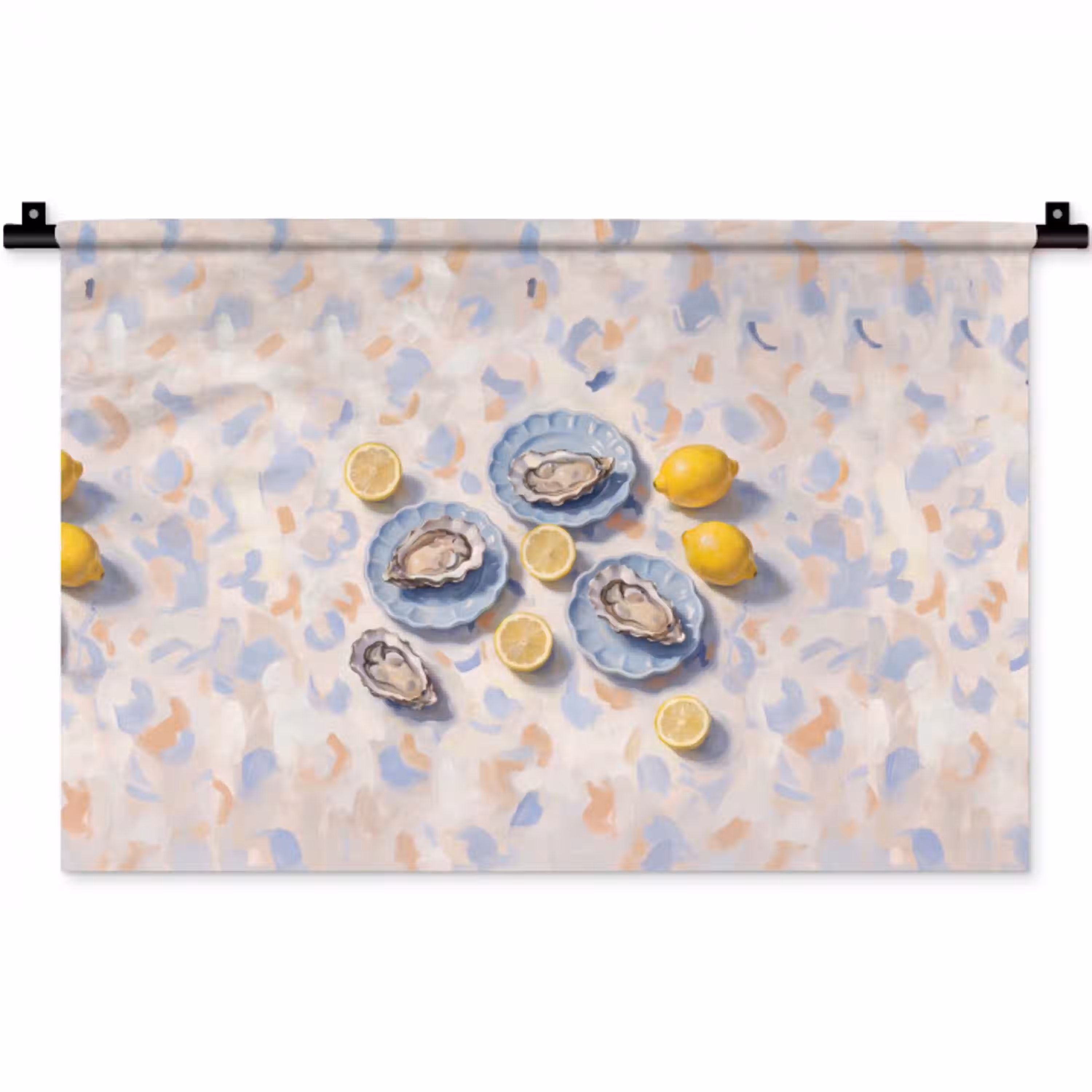 Eten - Oesters - Citroenen - Modern - Geel Wandkleed katoen klein -zz3d