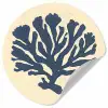 Blauw koraal - Vertakkingen - Beige Wandcirkel behangsticker klein -3d