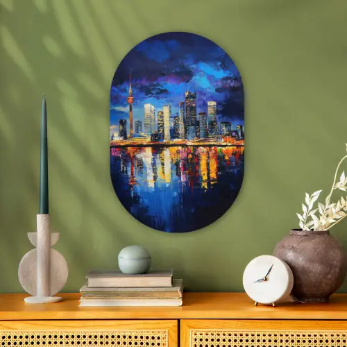 Skyline Toronto - Modern - Stadslicht - Blauw Wandcirkel Ovaal Forex klein -sfeer2