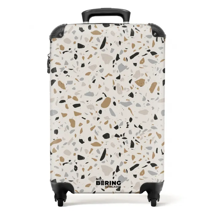 Terrazzo patroon natuurlijk beige NBS - Handbagage koffer - Volwassenen Unisex middel -productfoto_recht