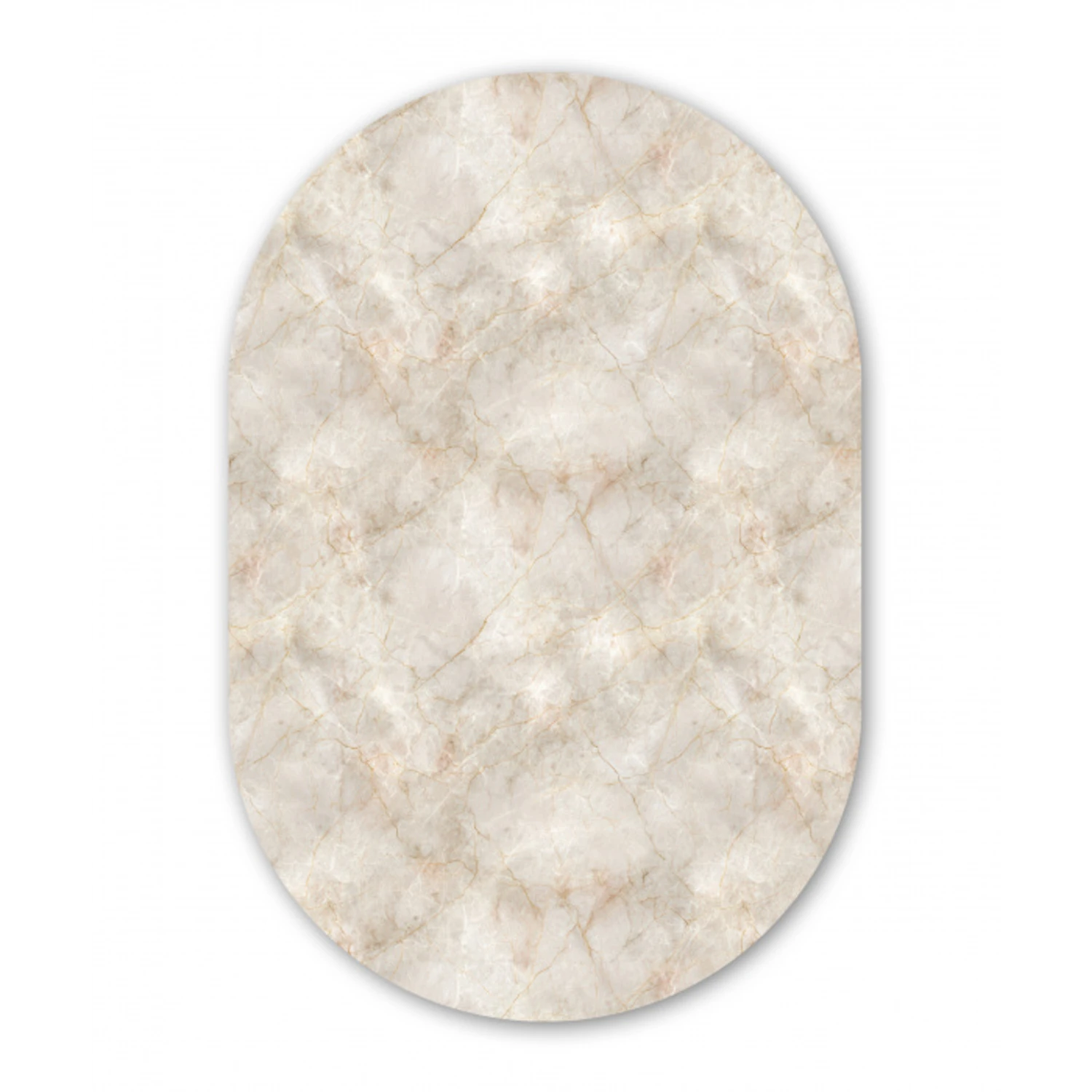 Lichtbeige - Goudbruine Nerven - Marmer Wandcirkel Ovaal Aluminium middel 839 -3d