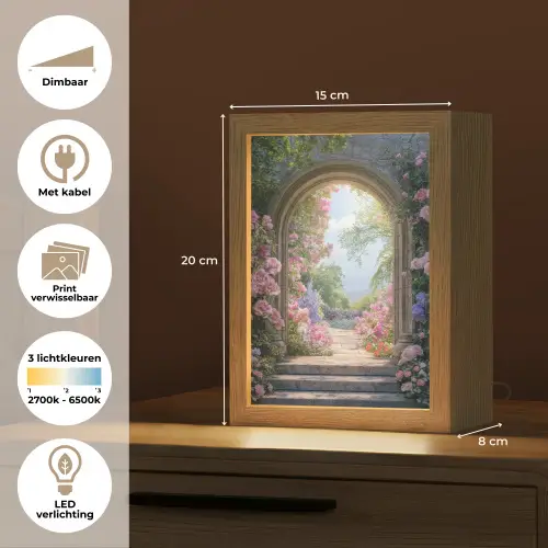 Doorkijk - Rozen - Vintage - Bloemen Light Box met kabel (Wandlamp) klein -USP_websiteoverzichtNL