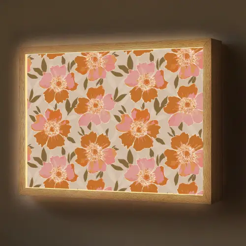 Bloemen - Motief - Retro Light Box met batterij (Wandlamp) middel 907 -z3d_website