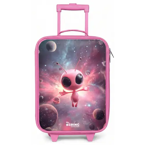 Roze Alien in Sterrennevel Kinderkoffer - Roze klein -zz3dotto