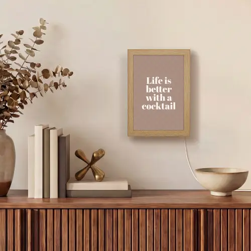 Cocktail - Tekst - Patroon - Wit Light Box met kabel (Tafellamp) klein -sfeer2