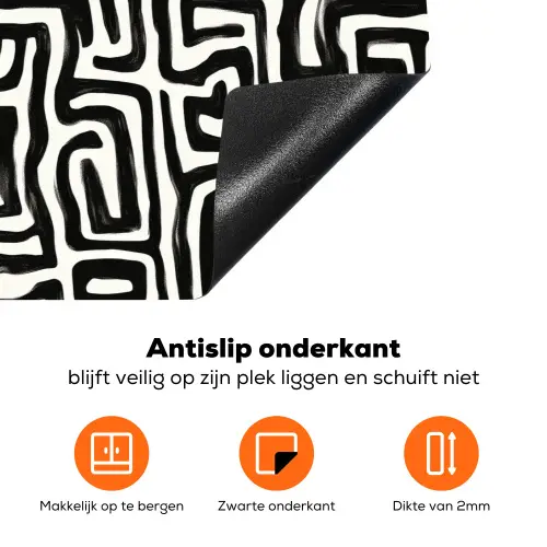 Grafisch - Lijnen - Zwart - Wit Inductie beschermer vinyl 3mm klein 276 -zzzzzzz-td-onderkant
