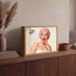 Vrouw - Douche - Roze Light Box met batterij (Wandlamp) middel -sfeer2