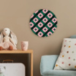 Groen - Roze - Retro - Sterren Wandcirkel kunststof plaat 5mm dik klein 188 -tsfeer1_kind
