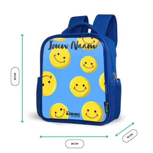Vrolijke smileyregen Kinderrugzak - Blauw middel -productfoto_formaten