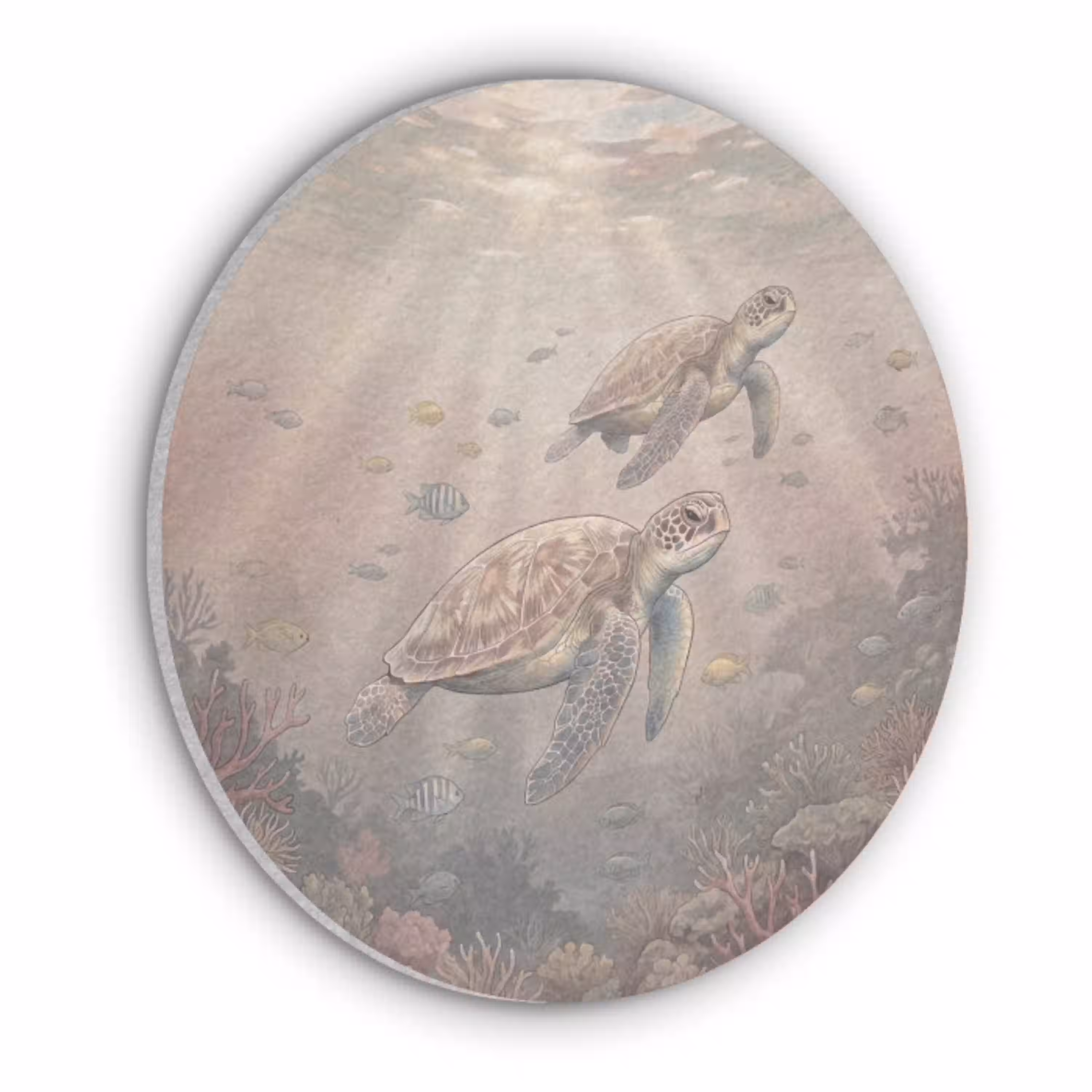 Dier - Onderwater - Oceaan - Illustratie - Zeeleven Akoestische PET Vilt - Rond klein -3d