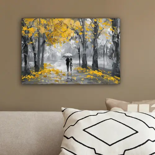 Natuur - Geel - Park -  Zwart - Wit canvas 2cm klein -sfeer3