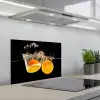 Sinaasappel - Stilleven - Water - Zwart - Fruit keuken achterwand spatscherm klein -3d_schuin