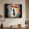 Meisje - Kunst - Paraplu - Graffiti - Kleuren - Muur Textielframe zwart klein -sfeer3