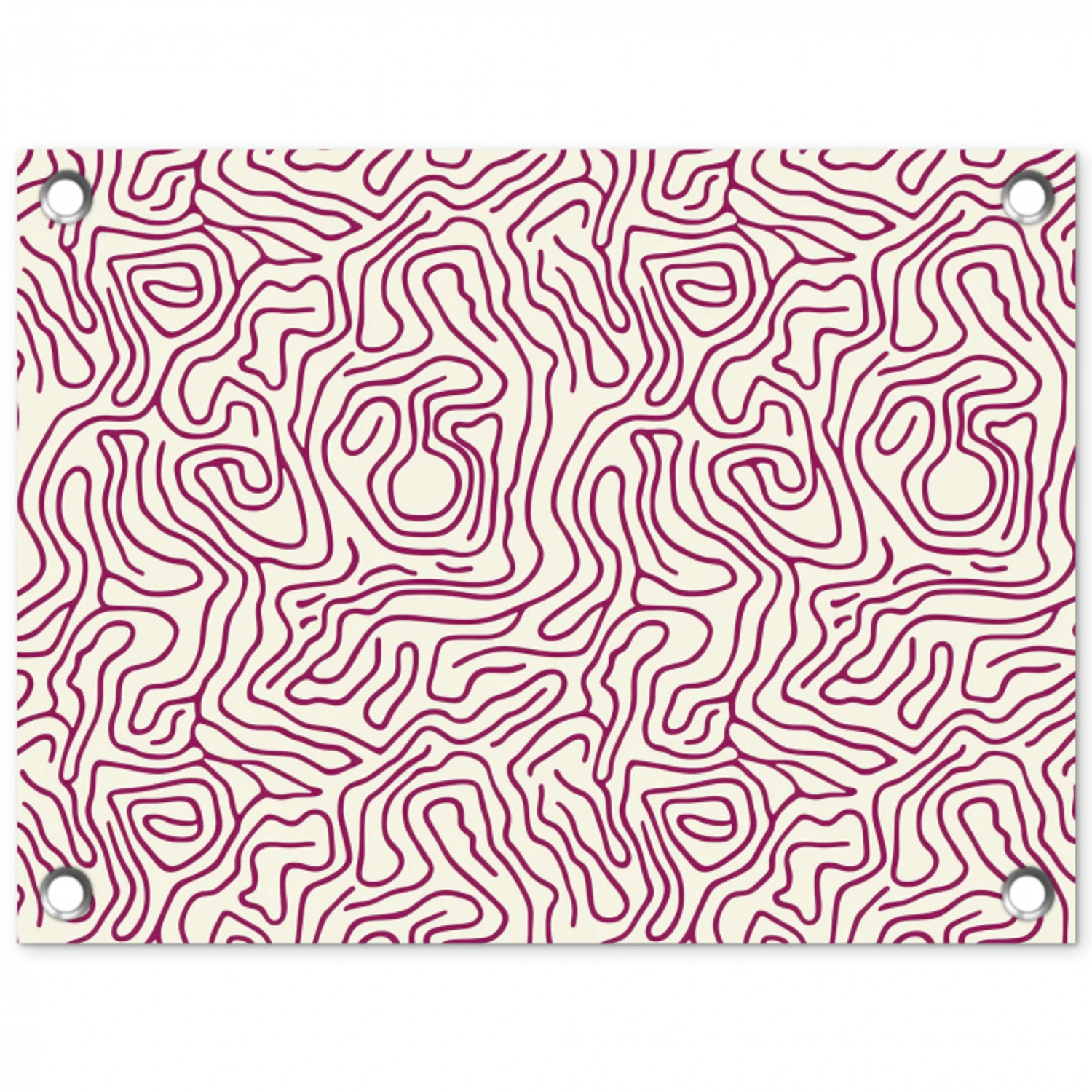 Kronkelende lijn - Magenta - Crème tuinposter los doek klein 239 -3d