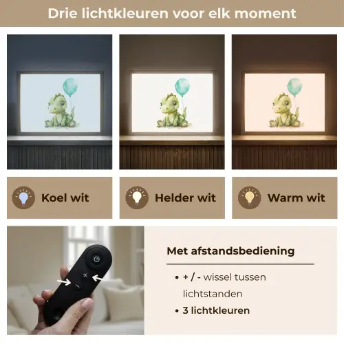 Draak - Baby dier - Blauwe ballon Light Box met batterij (Wandlamp kind) middel -USP_lichtkleurNL