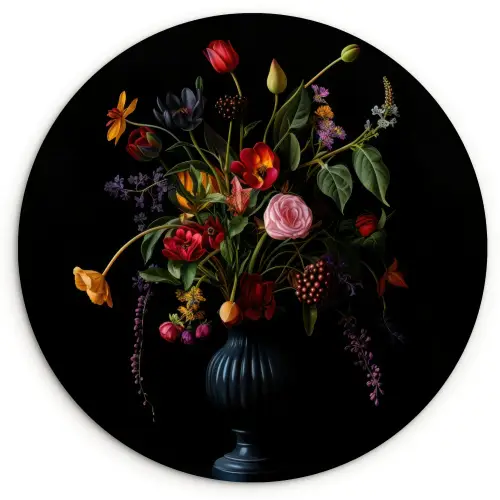 Bloemen - Bessen - Klassiek Wandcirkel plexiglas klein -3d