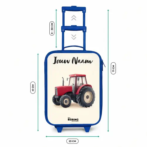 Tractor - Getekend - Rood Kinderkoffer - Blauw klein -productfoto_formaten