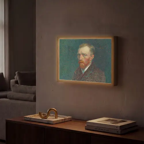 Kunst - Van Gogh - Oude meesters - Zelfportret Light Box met batterij (Wandlamp) middel -sfeer1