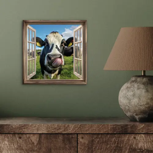 Doorkijk - Koe - Weiland - Dieren - Natuur aluminium wit klein -sfeer2