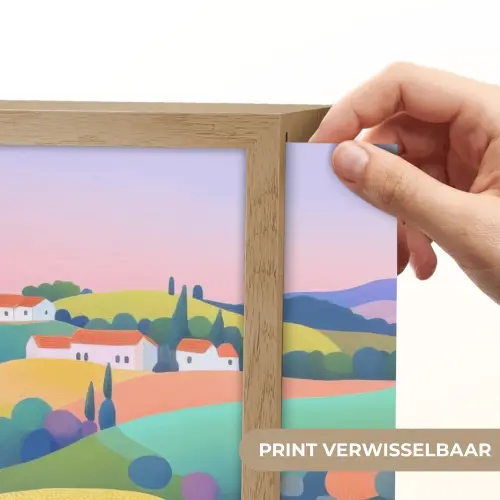 Landschap - Paars - Pastel - Huizen Light Box met batterij (Wandlamp) middel -USP_websiteprintNL