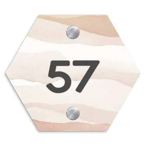Beige lagen - Traditioneel Naambord Hexagon klein -3d