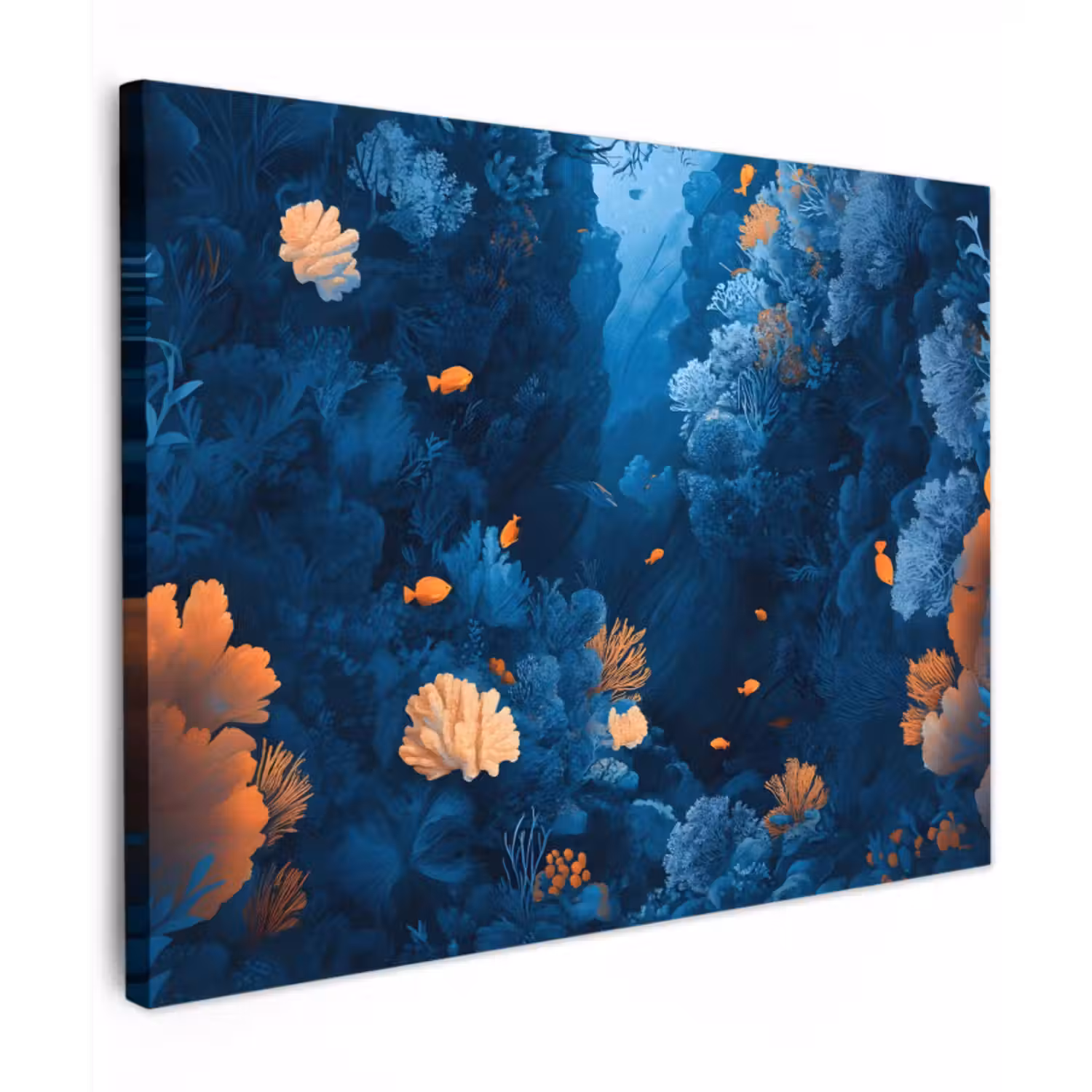Canvas schilderij - Koraalrif - Vissen - Oceaan - Blauw
