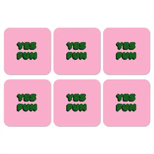Yes fun - Groen - Roze onderzetter kurk middel -3d