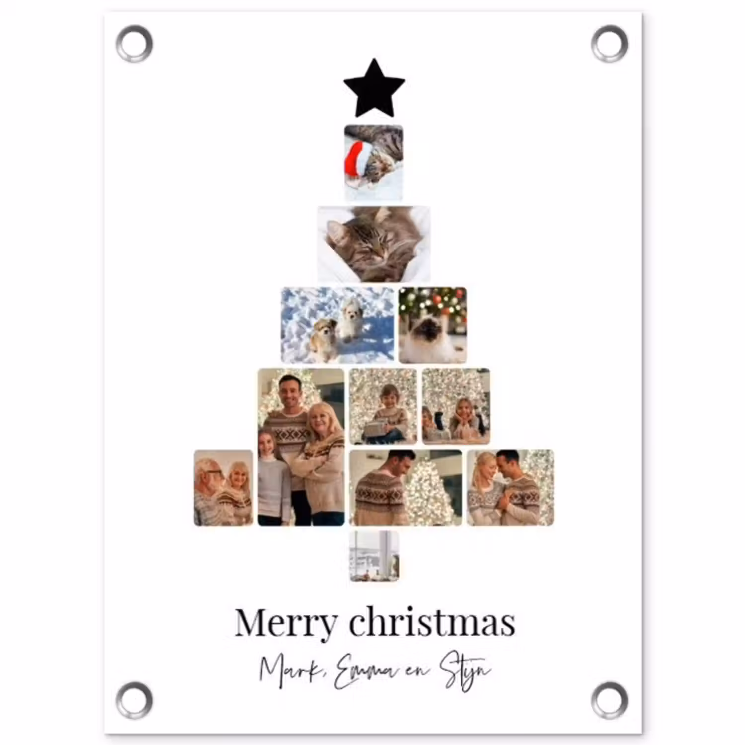 Gepersonaliseerde tuinposter - Merry Christmas - Collage