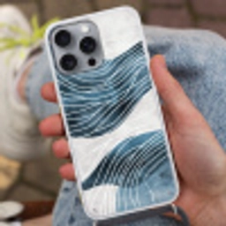 Lijnen - Golven - Abstract - Blauw Hoesje iPhone 16 Pro Max met koord klein -sfeer3