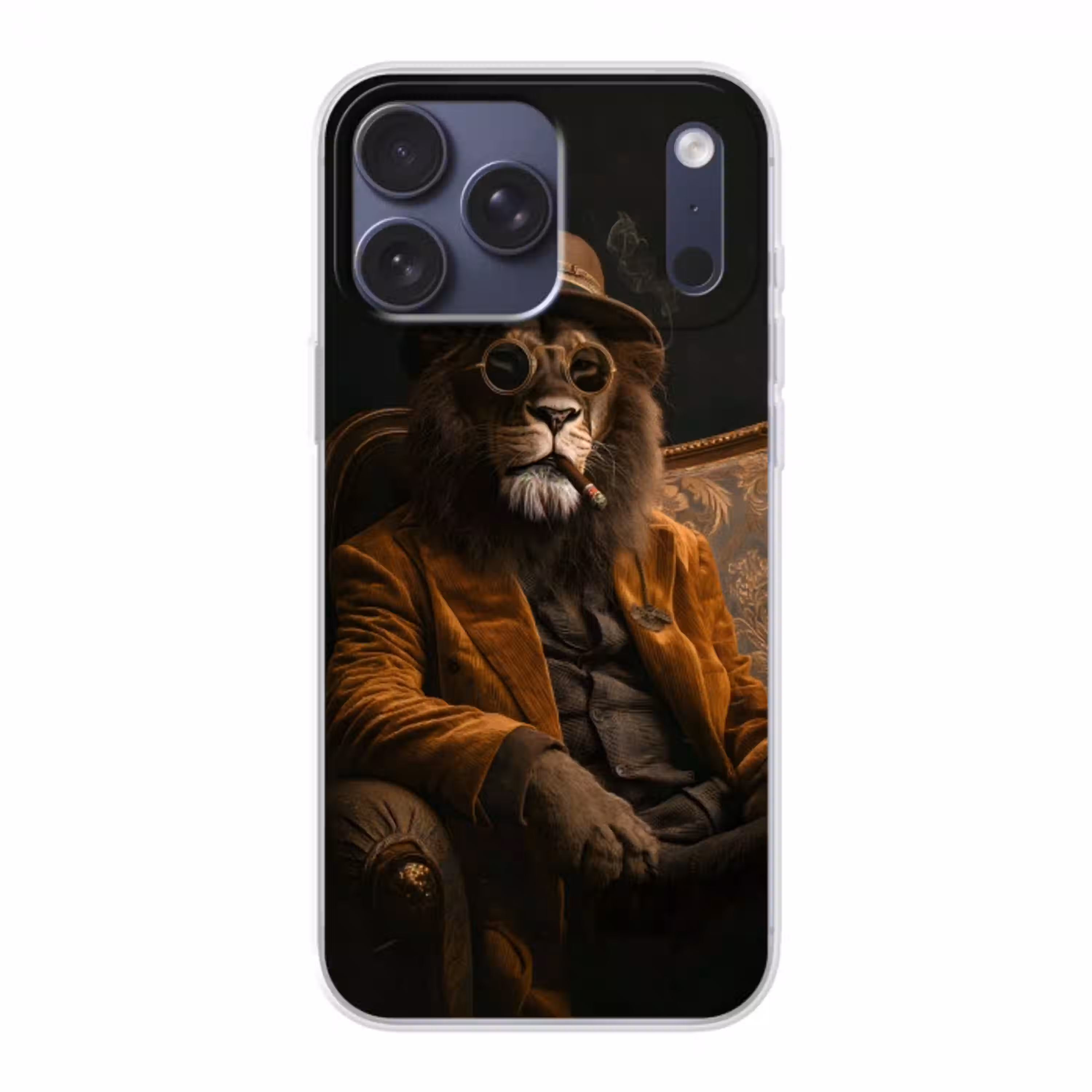 Bril - Leeuw - Bank - Hoed Telefoonhoesje iPhone 17 Pro Max klein -3d