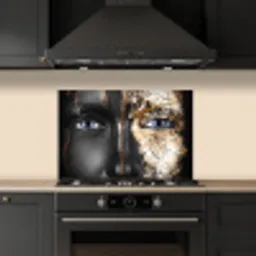 Vrouw - Bladgoud - Zwart - Goud - Luxe keuken achterwand spatscherm klein -sfeer1