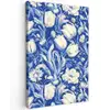 Bloemen - Delfts Blauw - Patroon - Tulp Tuinposter op houten frame 2 cm dik klein -3d