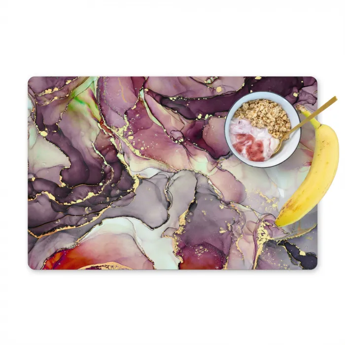 Marmer - Rood - Paars - Goud Placemat vinyl groot -zzzproduct_Kitchenyeah-website