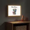 Olifanten - Dieren - Verf - Kleurrijk Light Box met batterij (Wandlamp kind) middel -sfeer5_kind