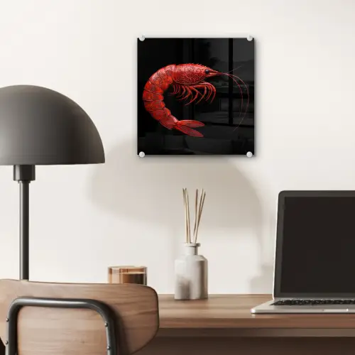 Garnaal - Rood - Dieren plexiglas 5mm klein -sfeer6