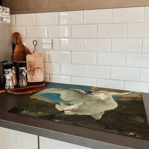 De bedreigde zwaan - Schilderij van Jan Asselijn Inductie beschermer vinyl 3mm klein -sfeer3