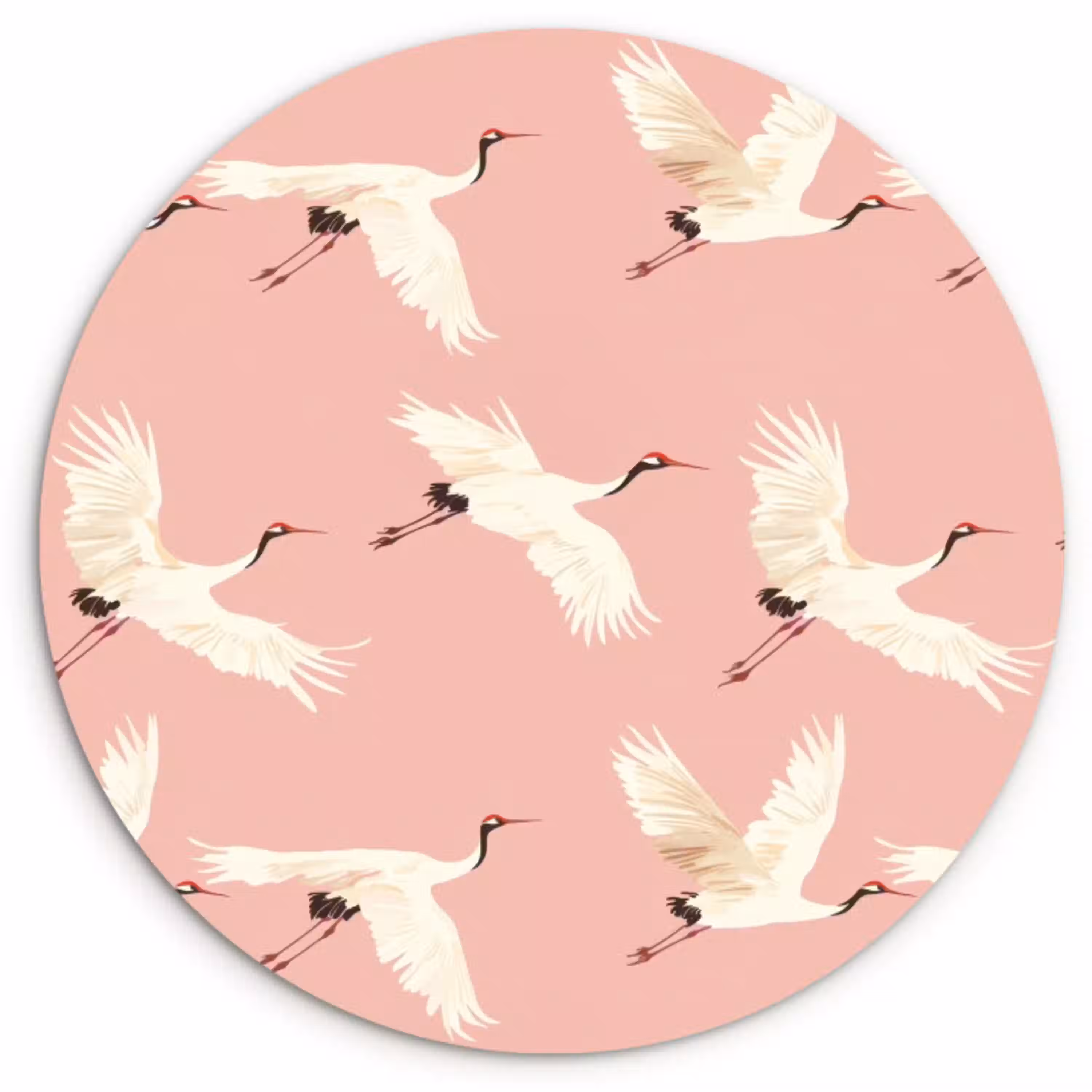 Modern - Kraanvogels - Roze Wandcirkel kunststof plaat 5mm dik klein 188 -3d