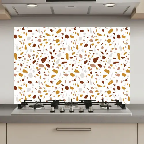 Terrazzo -  Patroon - Wit - Urban keuken achterwand spatscherm klein 900 -3d_website