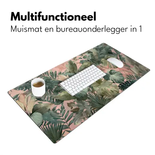 Compositie van bladeren - Groen - Roze Muismat XXL klein -sfeer4
