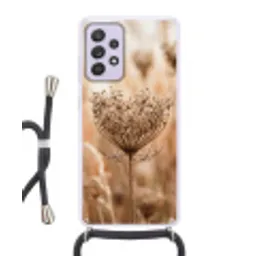 Schermbloem - Droogbloem - Winter - Beige - Minimalistisch Hoesje Samsung Galaxy A52 5G met koord klein -3d
